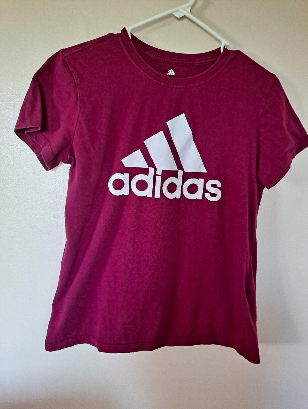 adidas Kids Maroon Short Sleeve Tee with White Logo